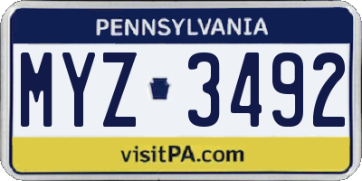 PA license plate MYZ3492