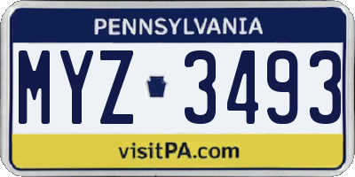 PA license plate MYZ3493