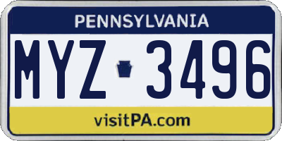 PA license plate MYZ3496