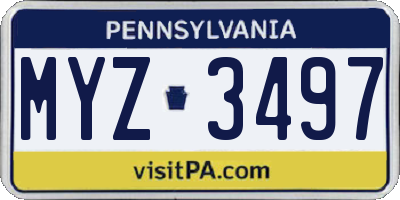 PA license plate MYZ3497