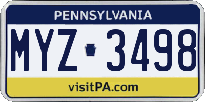 PA license plate MYZ3498