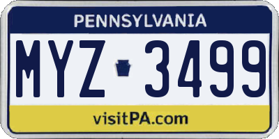 PA license plate MYZ3499