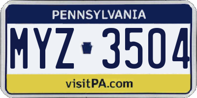 PA license plate MYZ3504