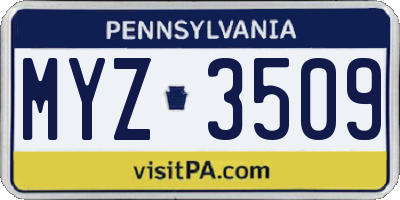 PA license plate MYZ3509