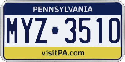 PA license plate MYZ3510