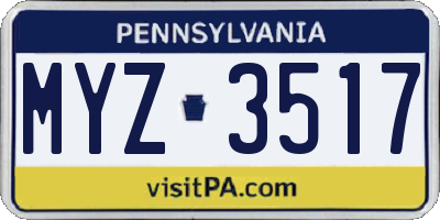PA license plate MYZ3517