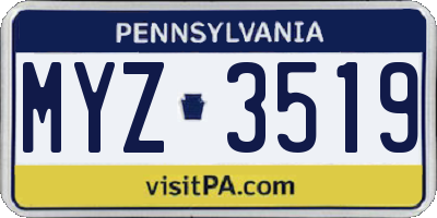 PA license plate MYZ3519