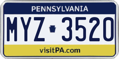 PA license plate MYZ3520