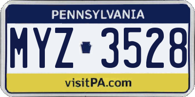 PA license plate MYZ3528