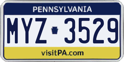 PA license plate MYZ3529