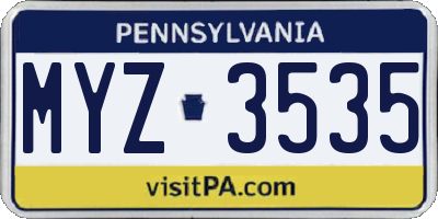 PA license plate MYZ3535