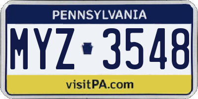 PA license plate MYZ3548