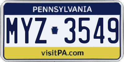 PA license plate MYZ3549