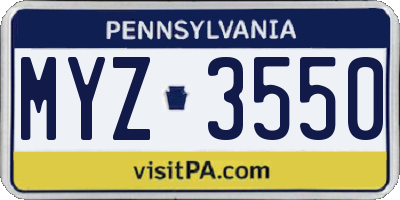 PA license plate MYZ3550