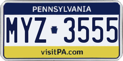 PA license plate MYZ3555
