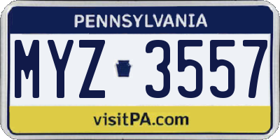 PA license plate MYZ3557