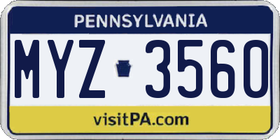 PA license plate MYZ3560