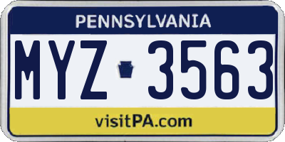 PA license plate MYZ3563