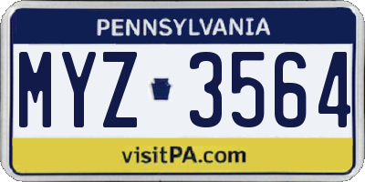PA license plate MYZ3564