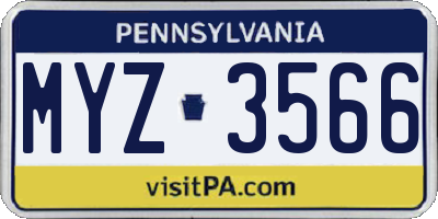 PA license plate MYZ3566