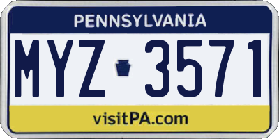 PA license plate MYZ3571