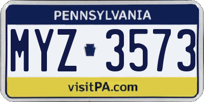 PA license plate MYZ3573