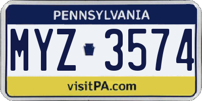 PA license plate MYZ3574