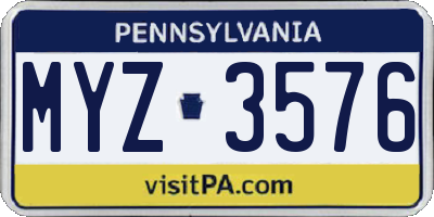 PA license plate MYZ3576