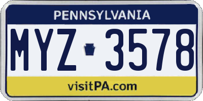 PA license plate MYZ3578