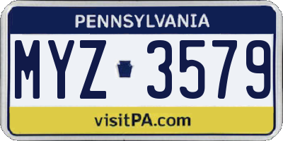 PA license plate MYZ3579