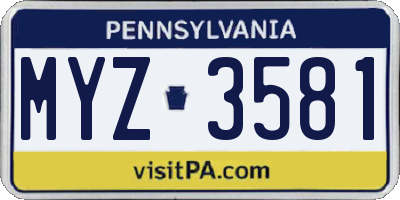 PA license plate MYZ3581
