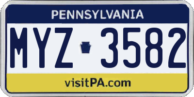 PA license plate MYZ3582