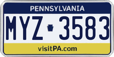 PA license plate MYZ3583
