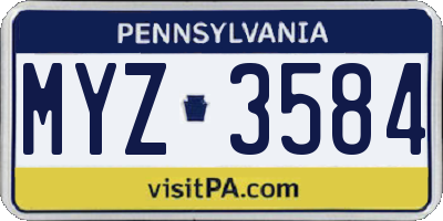 PA license plate MYZ3584