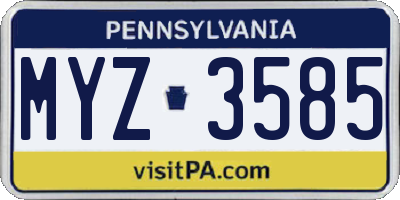 PA license plate MYZ3585
