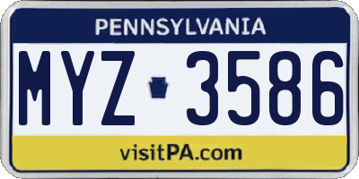 PA license plate MYZ3586