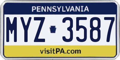 PA license plate MYZ3587