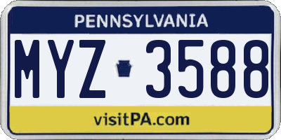 PA license plate MYZ3588