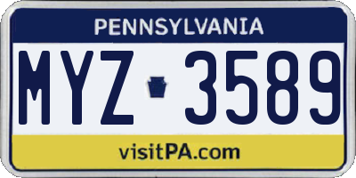 PA license plate MYZ3589
