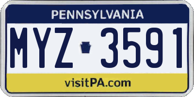PA license plate MYZ3591