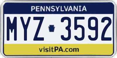 PA license plate MYZ3592
