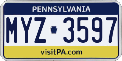 PA license plate MYZ3597