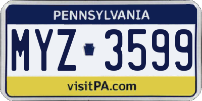 PA license plate MYZ3599