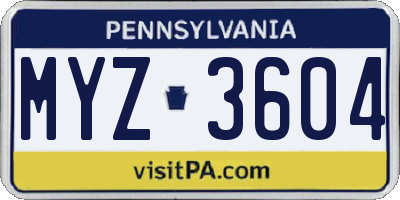 PA license plate MYZ3604