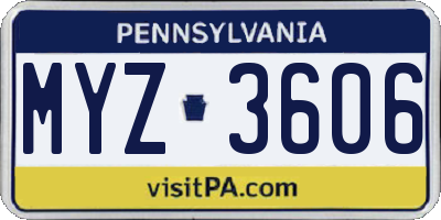 PA license plate MYZ3606
