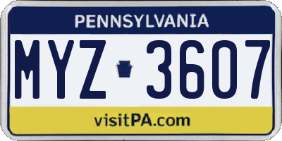 PA license plate MYZ3607