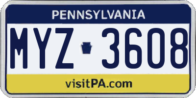 PA license plate MYZ3608