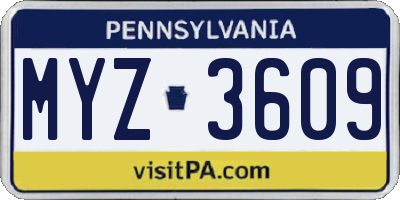 PA license plate MYZ3609
