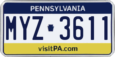 PA license plate MYZ3611