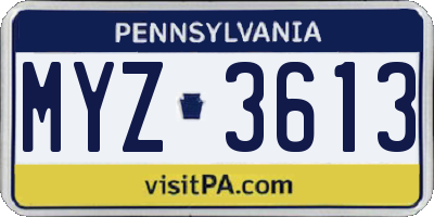 PA license plate MYZ3613